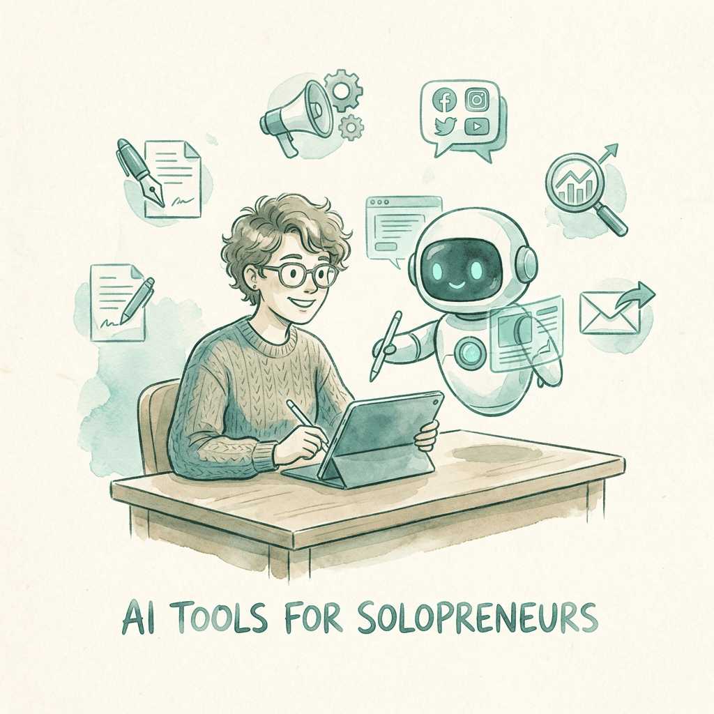 AI tools for solopreneurs showing the essential tech stack and all-in-one alternative