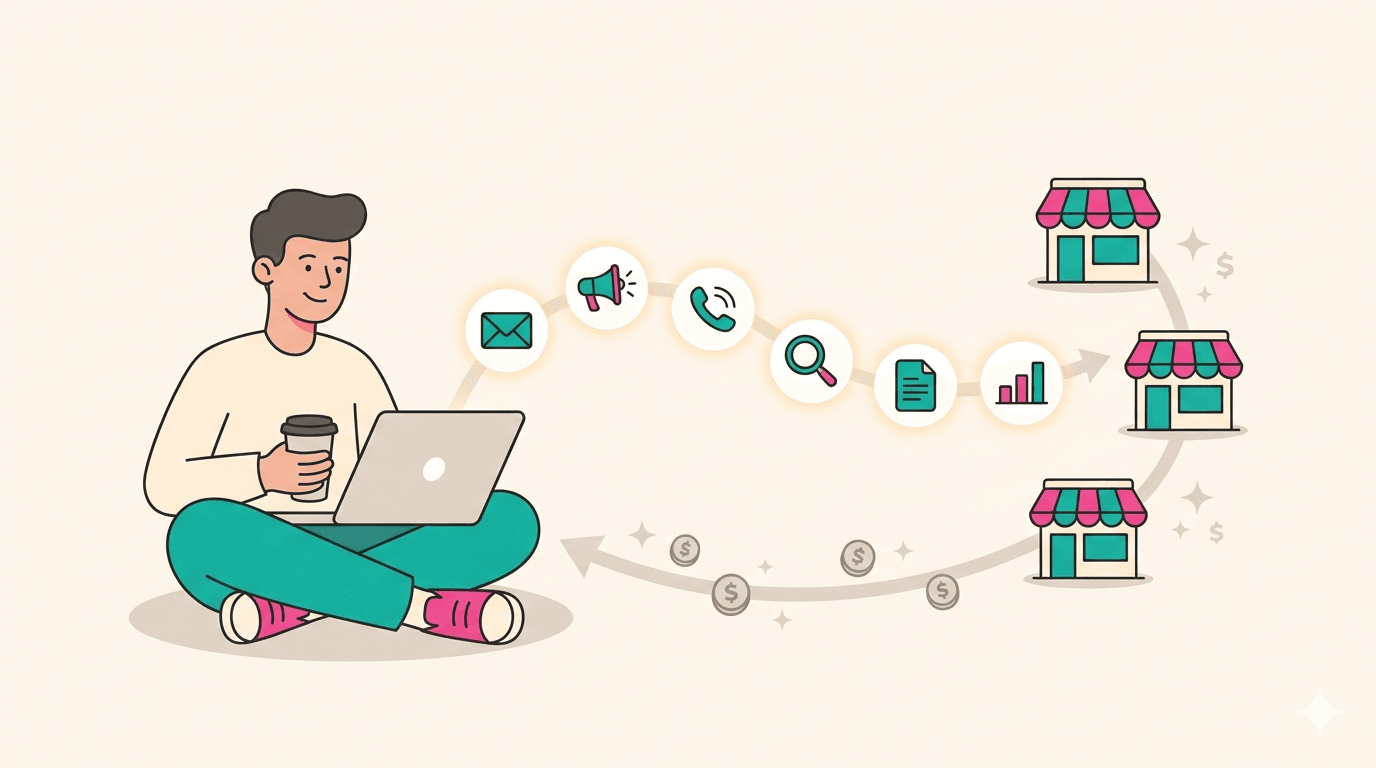 Operator using Dooza AI employees to deliver services to small business clients — don't do it, Dooza it, resell it