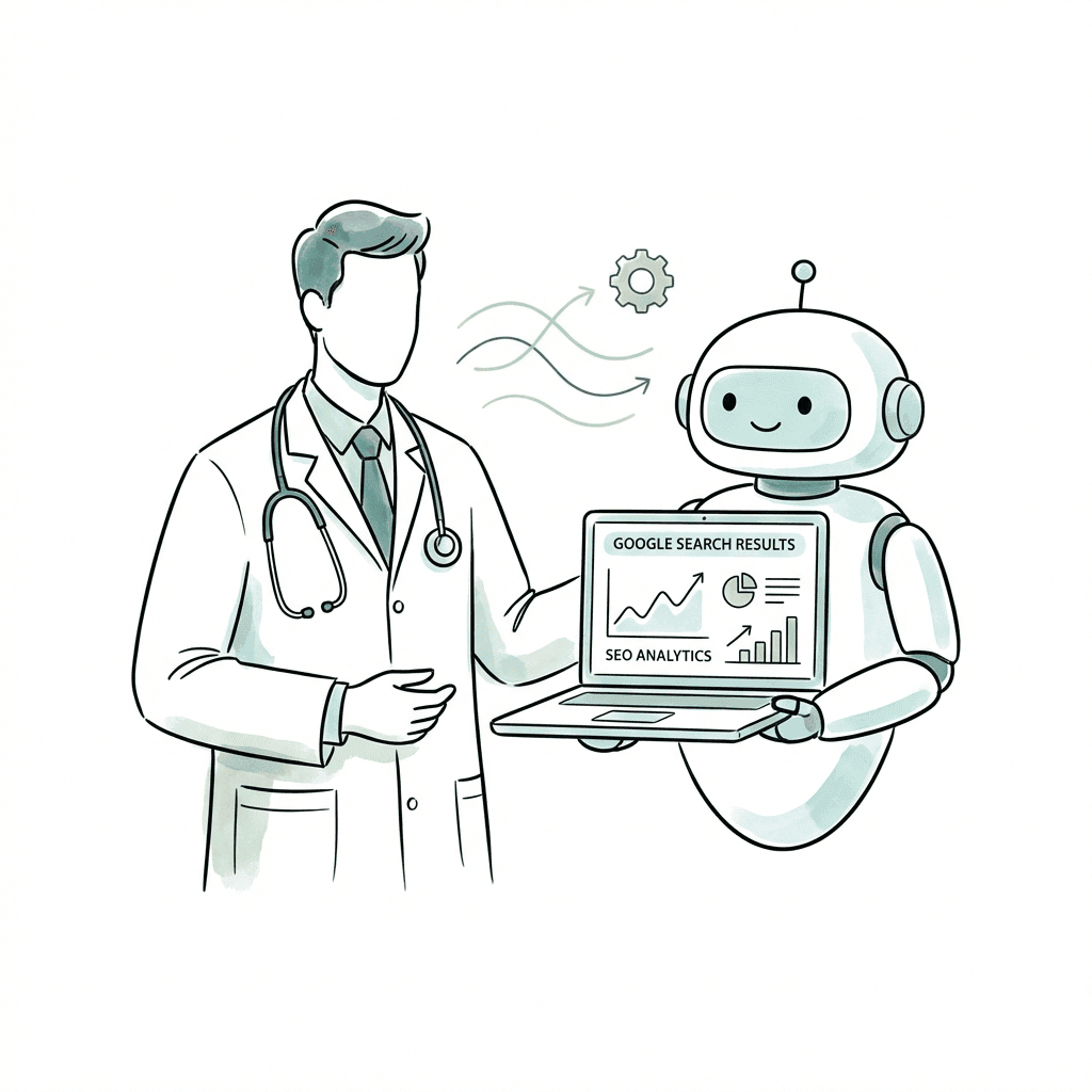 AI SEO assistant helping doctors and dentists with medical practice marketing and Google Business Profile optimization