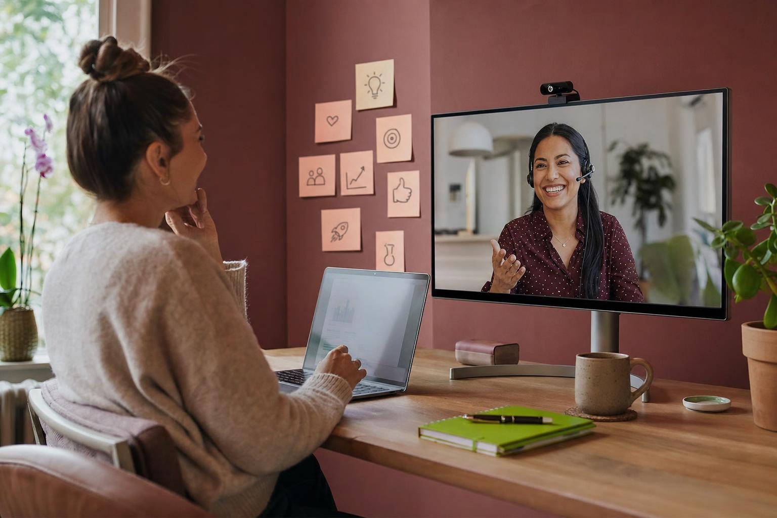 Founder handing off customer support work to a remote support specialist on a video call